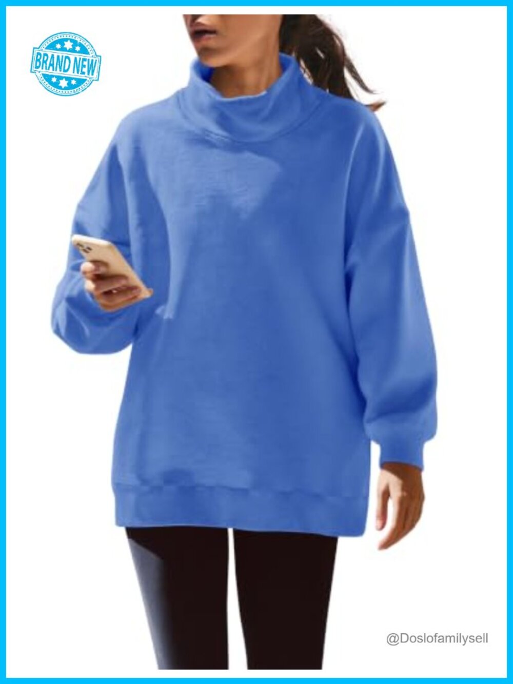 Oversized Mock Neck Sweatshirt Casual Long Sleeve Pullover Cozy
